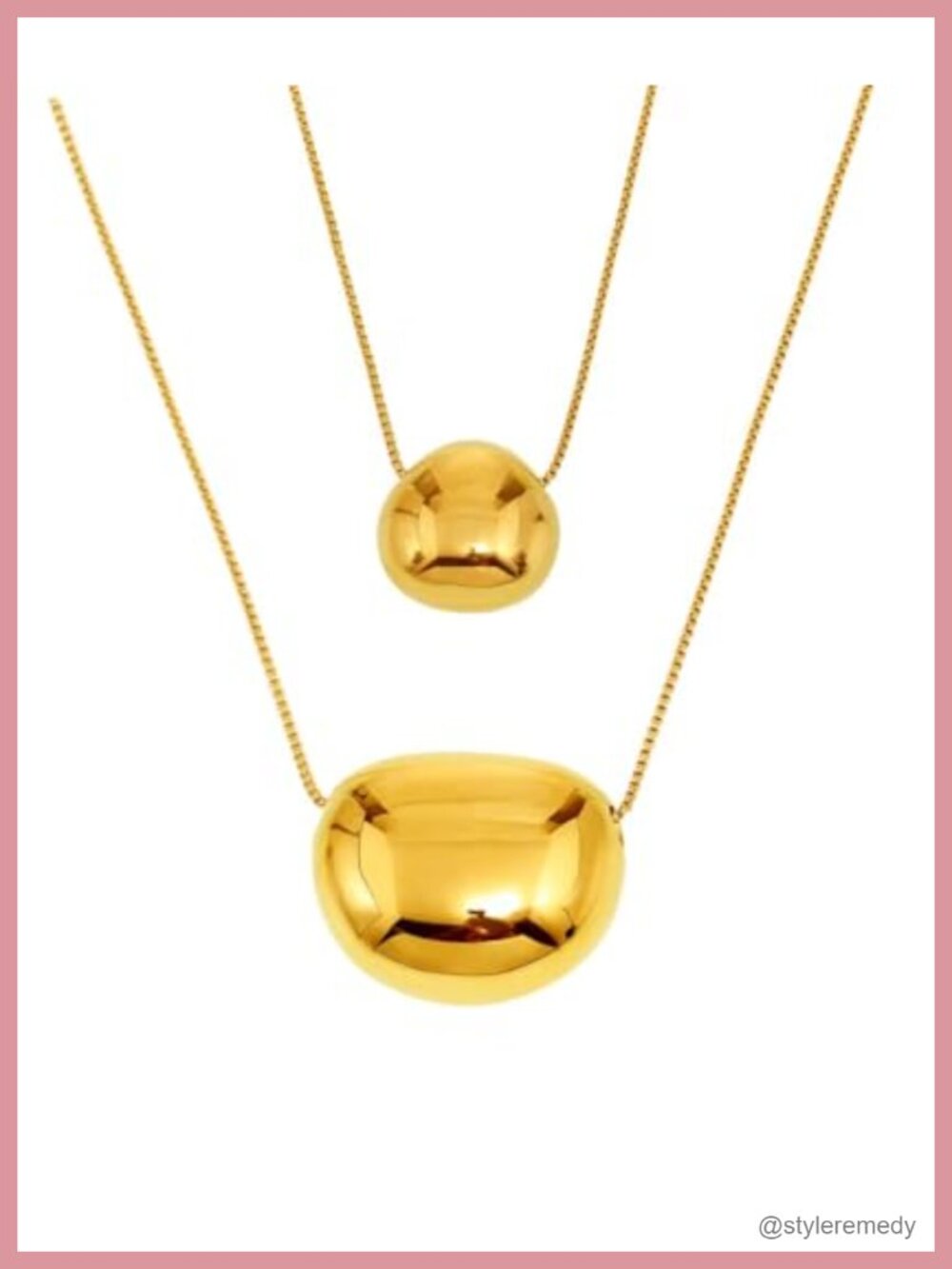 Chunky Gold Pendant Necklace Set, 2-Piece Irregular Oval Layered Necklaces with